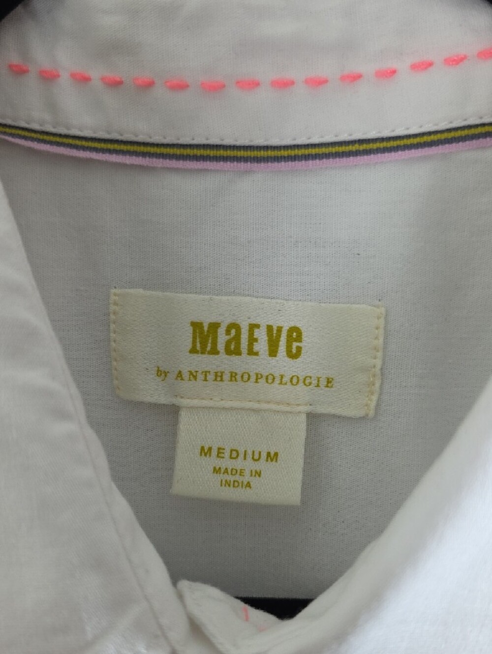 Maeve by Anthropologie White Longline Button Up Shirt Dress 100% Cotton. - Picture 4 of 14